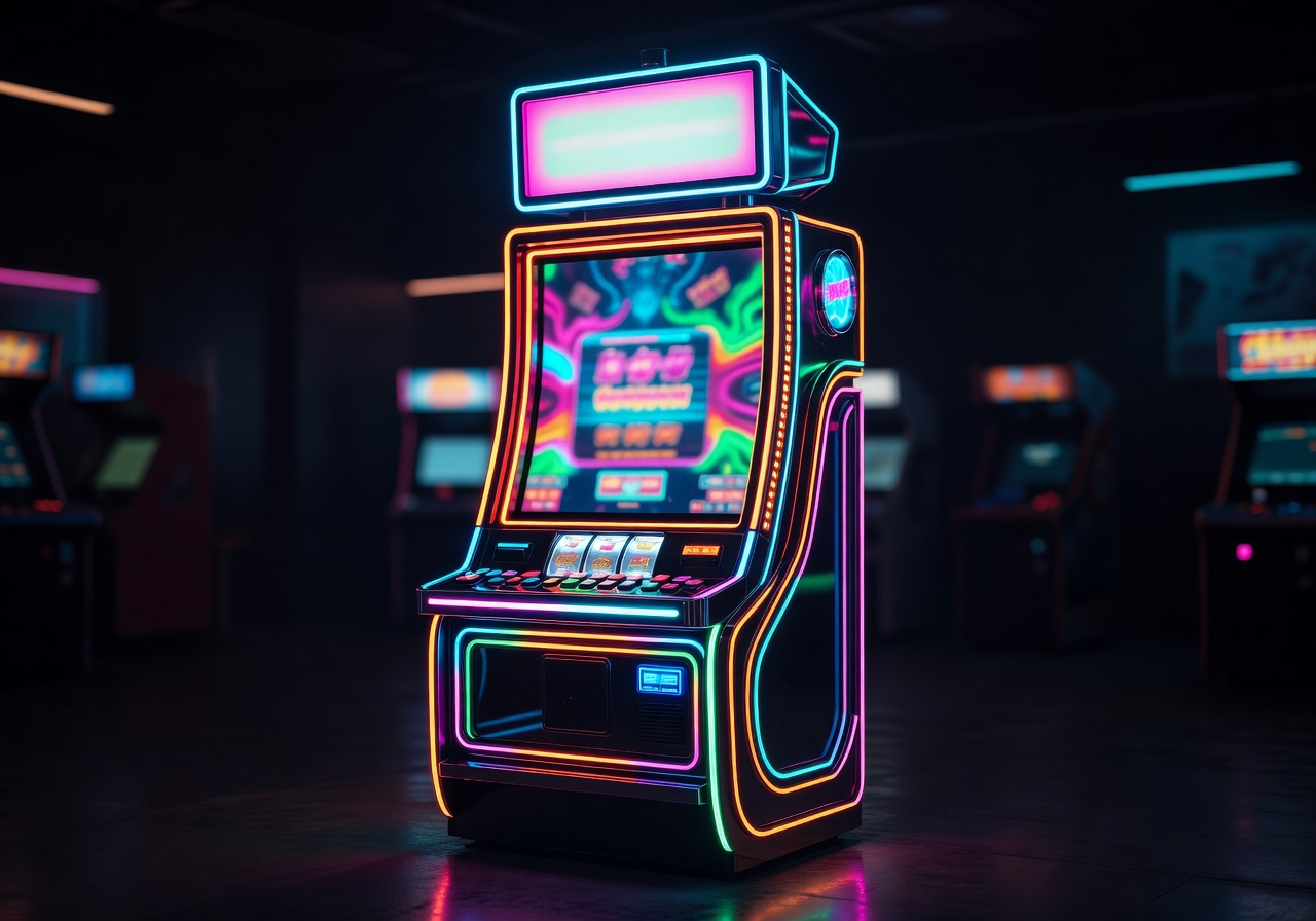 Colorful arcade neon slot gaming machine