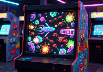 Colorful cartoon style arcade gaming screen
